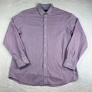 Johnston Murphy Button Up Shirt Mens Large Red Blue Long Sleeve